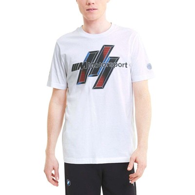 

Puma Bmw Motorsport Life Graphic Футболка с круглым вырезом Мужские белые повседневные топы 597987-, Белый, Puma Bmw Motorsport Life Graphic Crew Neck TShirt