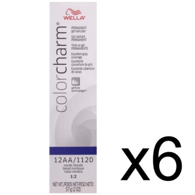 SALON HAIR WELLA COLOR CHARM PERMANENT GEL DYE 12AA/1120 NORDIC BLONDE PACK OF 6