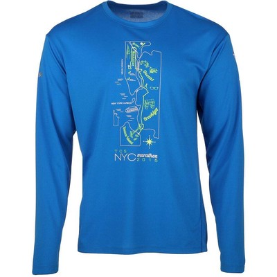 

Футболка с круглым вырезом и длинными рукавами ASICS Marathon Map Мужские размеры  Спортивные топы MR2, Синий, ASICS Marathon Map Crew Neck Long Sleeve TShirt