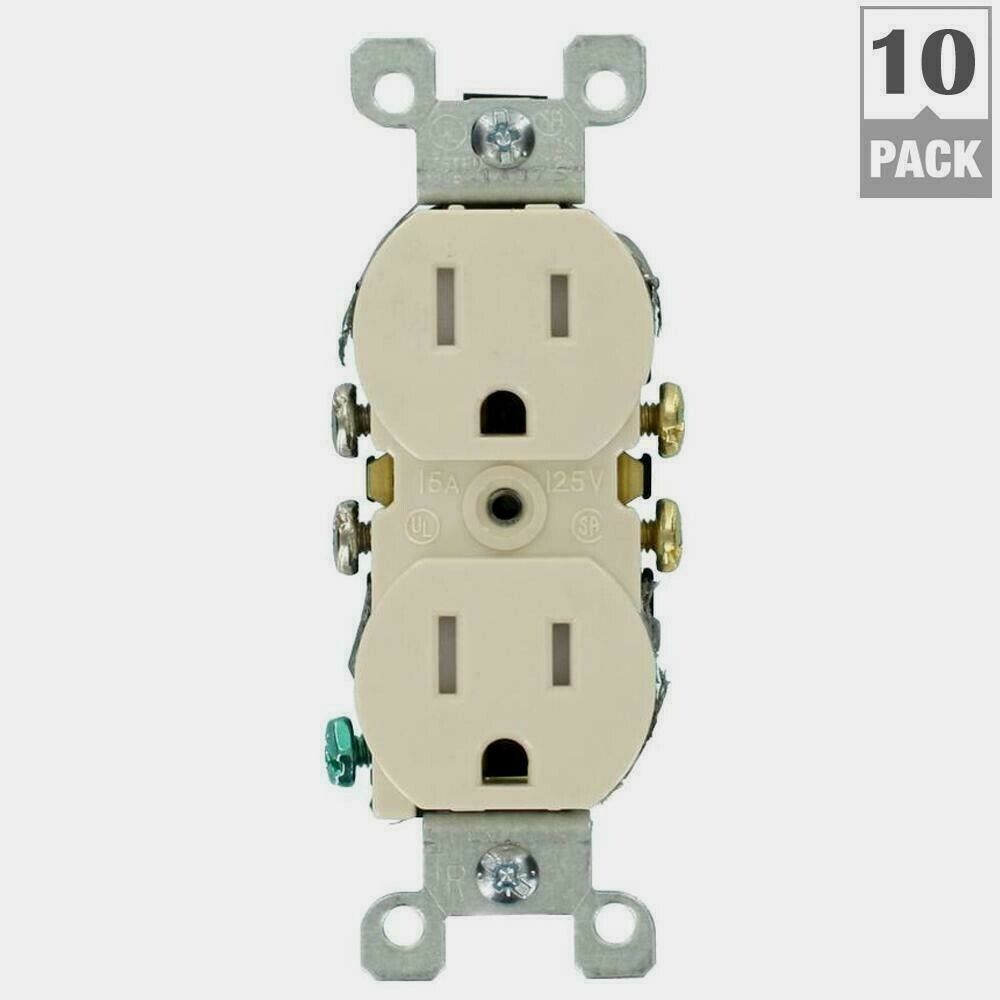 LEVITON ALMOND Grounded Tamper Resistant WALL OUTLET 15A 125V ...