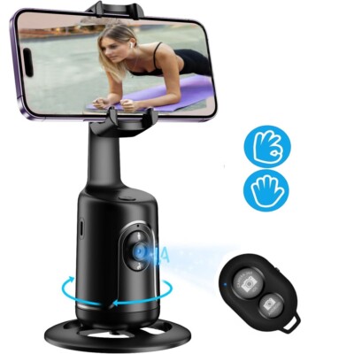 Auto Face Tracking Tripod 360° Rotation Phone Camera Mount for Video Live Stream