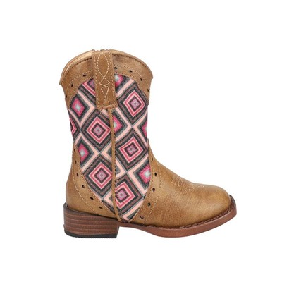 

Roper Glitter Geo Square Toe Cowboy Toddler Girls Коричневые повседневные ботинки 09-017-190, Коричневый, Roper Glitter Geo Square Toe Cowboy Toddler