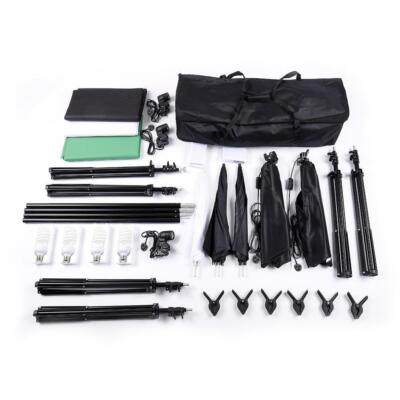 3x33"Umbrella Photography Video Studio Lighting Kit Background 4 Light Stand Set