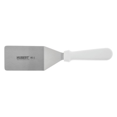 HUBERT  Spatula with White Plastic Handle Stainless Steel Solid - 4'' L Blade