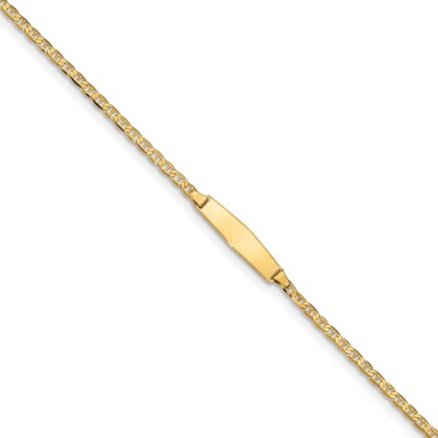 Pre-owned Superdealsforeverything Real 14kt Yellow Gold Soft Diamond Shape Flat Anchor Link Id Chain Bracelet