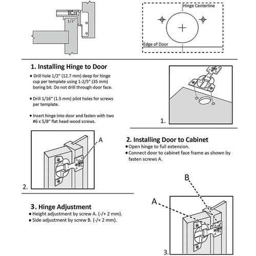 1/2" Overlay Soft Close Face Frame 105° Compact Cabinet Hinge Handwar Wholesales