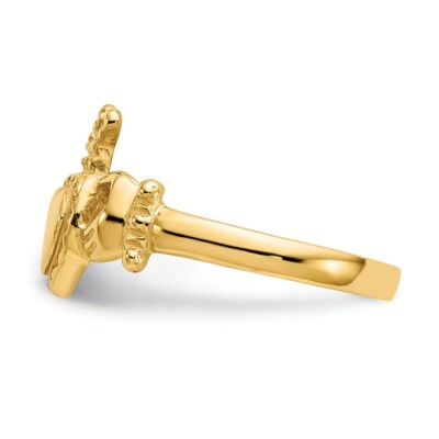 Pre-owned Superdealsforeverything Real 14kt Yellow Gold Polished Ladies Claddagh Ring S:6