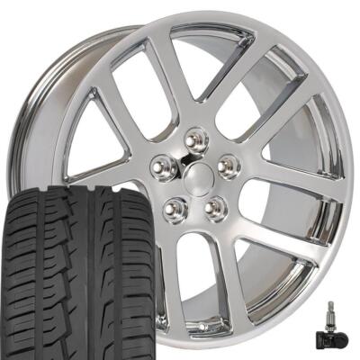 22x10 Chrome 2223 Wheels, 285/45R22 Tires, TPMS Fit Dodge RAM SRT10 Laramie Hemi