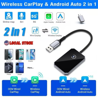 2024 Upgrade Wireless CarPlay Adapter ，USB CarPlay Dongle For Android Auto & iOS
