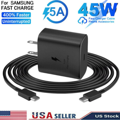 45W Type C USB-C Super Fast Wall PD Charger Cable For Samsung Galaxy S20 S21 S23