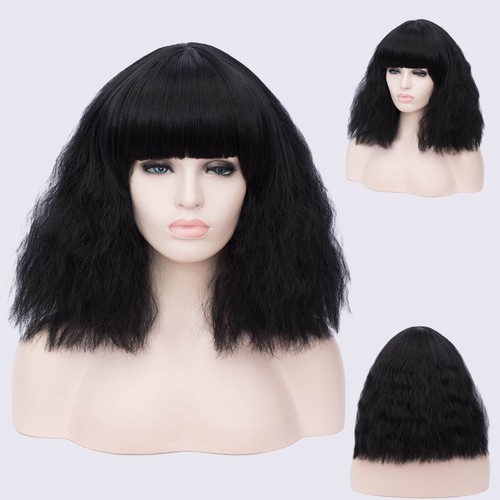 Fringe Bangs Pure Color Shoulder Length Fluffy Short Curly Hair