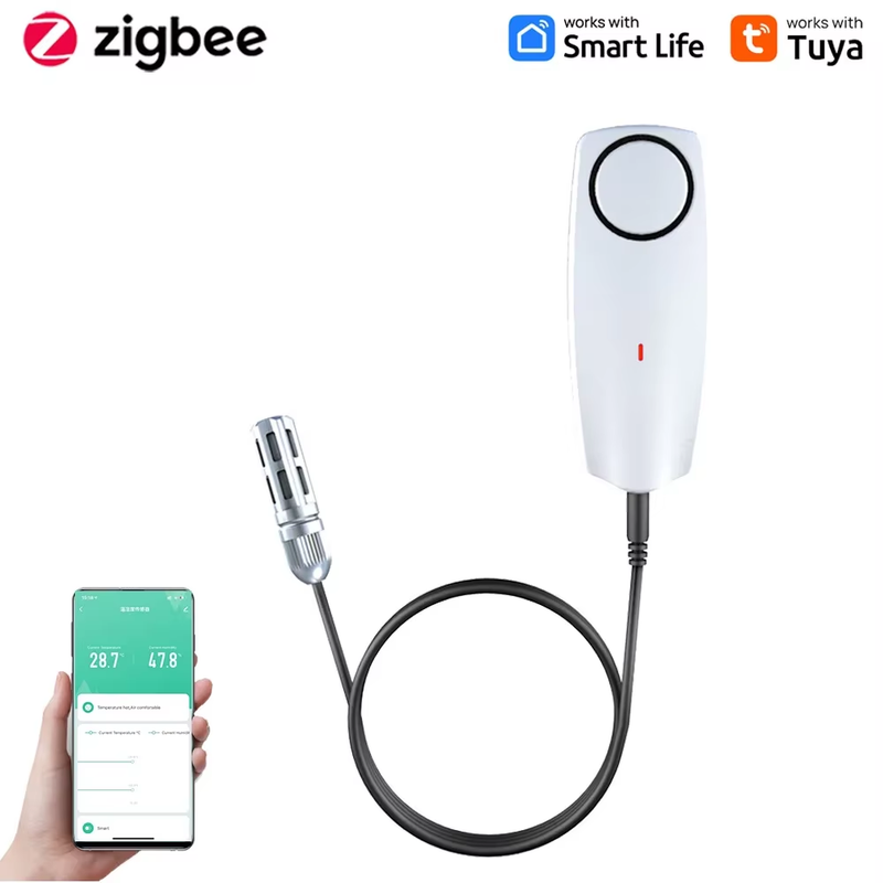 Tuya Smart Zigbee Hygrometer Thermometer With External Temperature USB Charge or