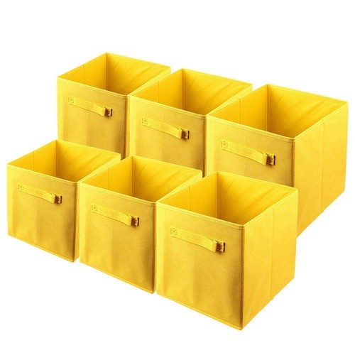 6x Foldable Fabric Cloth Storage Basket Bins Organizer Shelf Toys