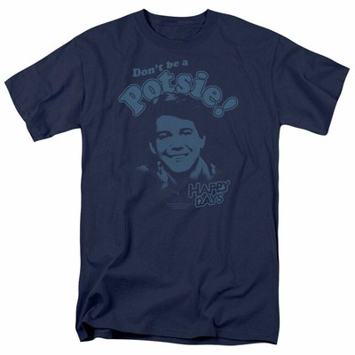 Happy Days Dont Be A Potsy T Shirt Mens Potsie Licensed Classic TV  Show Navy