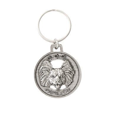 Creative Pewter Designs Papillon Dog Pewter KeyChain, Key Fob, D134KC