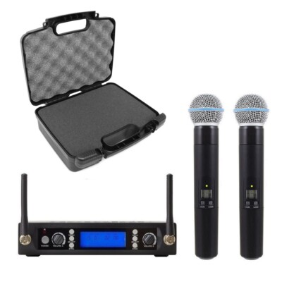 UHF Professional Dual Channel beta 58a Wireless Microphone for Vocals w Case