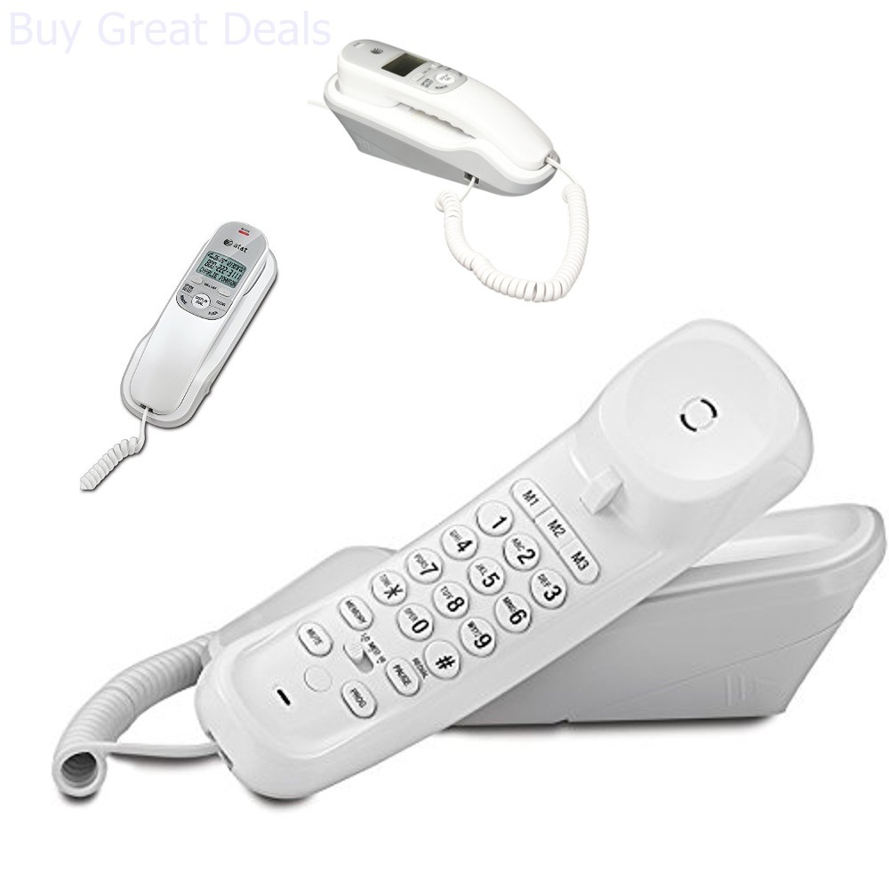 White Corded Phone Caller ID Home Office Desk Wall Mount Landline