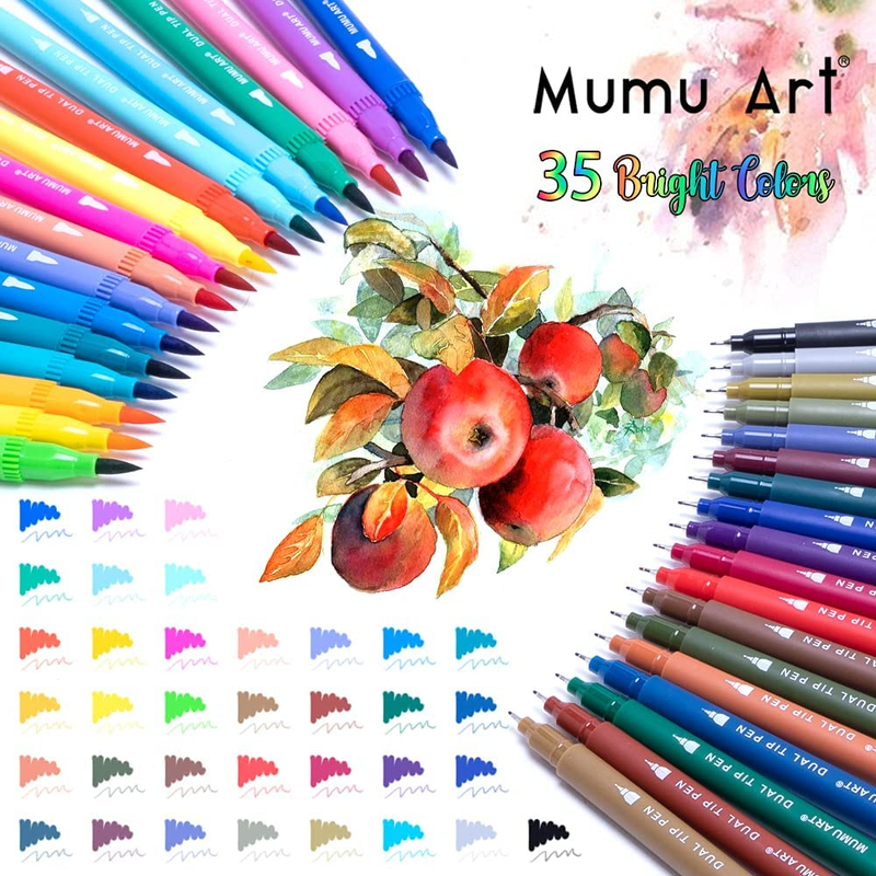35 Dual Markers Pen for Adult Coloring Book, Coloring Brush Art Marker, Fine Tip