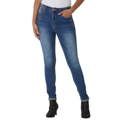 

Джинсы скинни Masseys с декорированным крестом, Medium wash