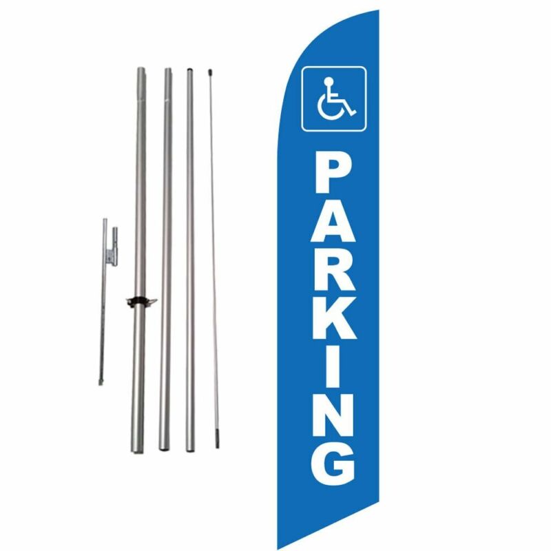 Handicap Parking Event 15ft Feather Banner Swooper Flag Kit with pole & spike