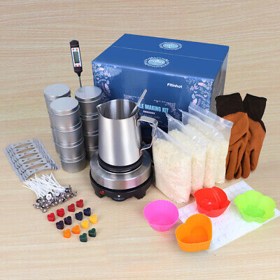 Candle Making Kit Electric Hot Plate Melting Pot+Soy Wax+Thermometer+Tins+Wicks