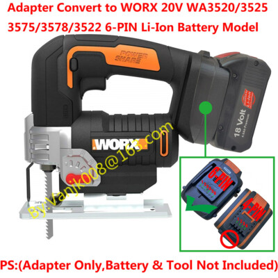 1PCS BOSCH 18V BAT609 Li-Ion Battery To Worx 20V POWERSHARE Jigsaw Tools Adapter