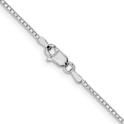 Pre-owned Skyjewelers Real 14kt White Gold 1.2mm Box Chain; 18 Inch; Lobster Clasp