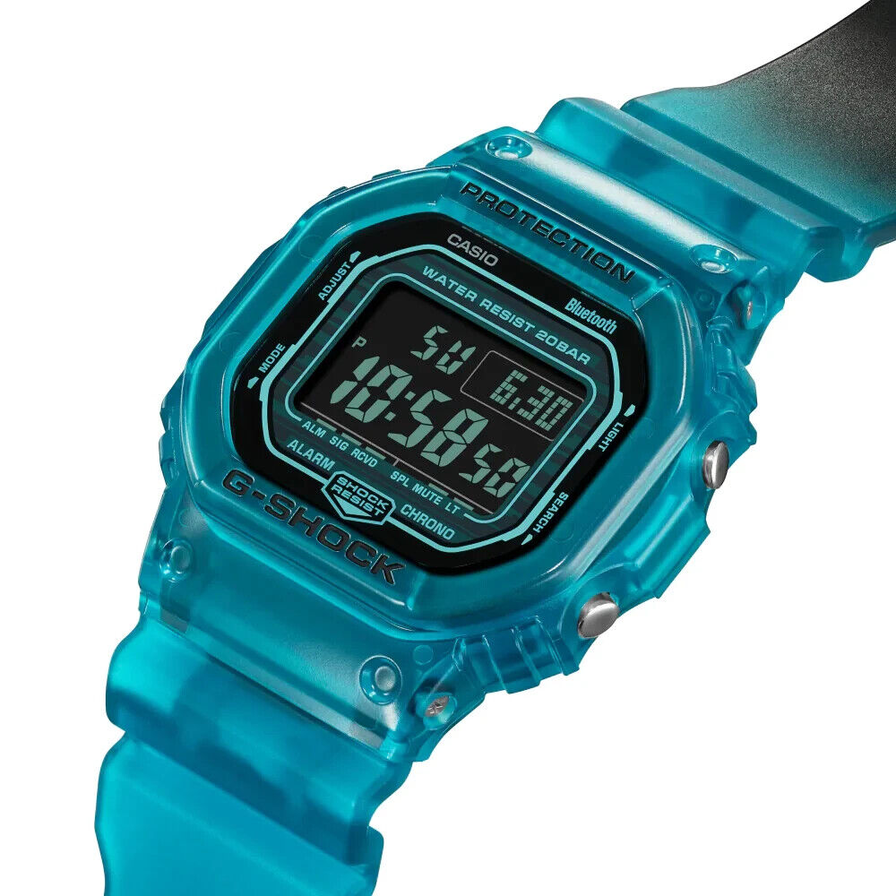 Pre-owned Casio G-shock Digital Transparent Color Resin Strap Men Watch Dw-b5600g-2dr