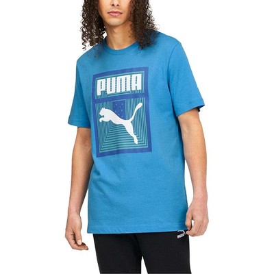 Puma Box Illusion Graphic Crew Neck Футболка с коротким рукавом Мужские синие повседневные топы 6