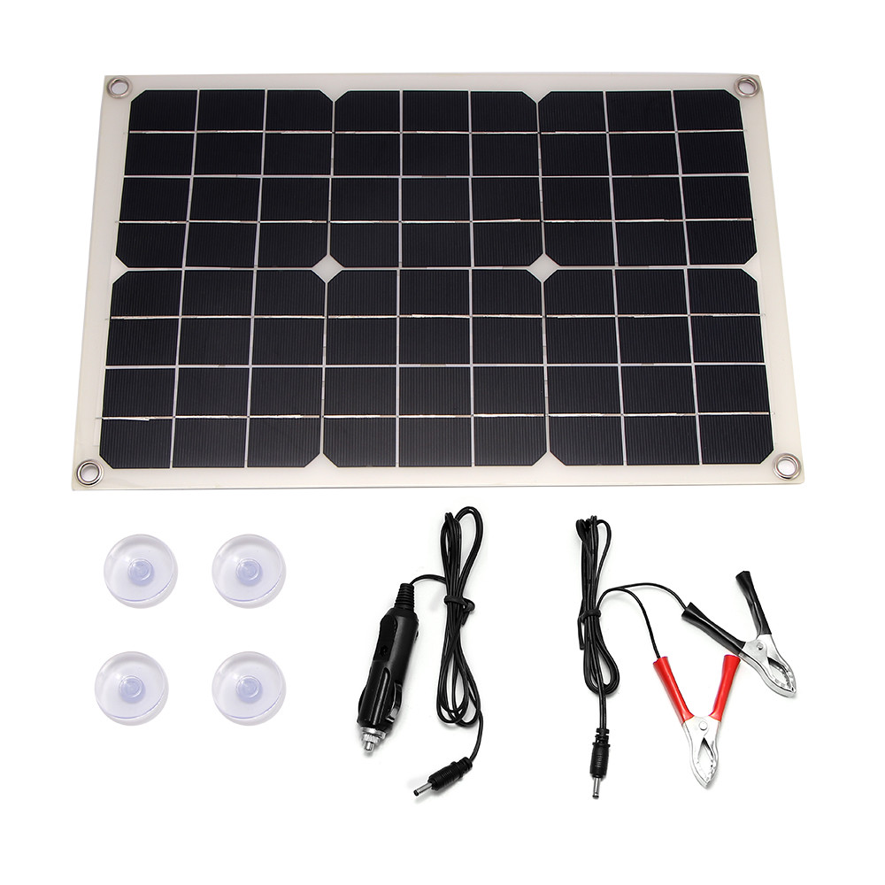 30W 12V//5V Wasserdicht Solarpanel Solarzelle USB Batterie F Handy Auto Ladegerät