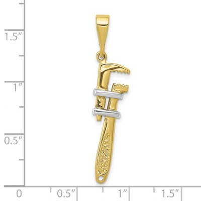 Pre-owned Superdealsforeverything Real 10kt & Rhodium 3-d Pipe Wrench Charm In Yellow