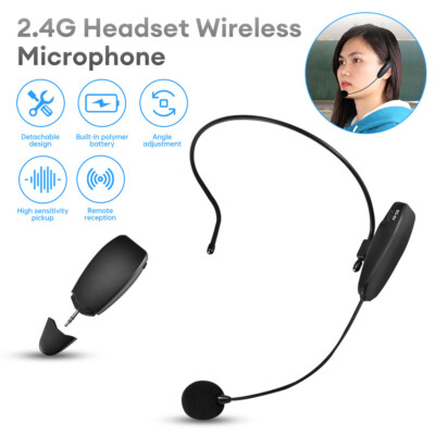 65FT 2.4G Wireless Microphone Headset Speaker Mic System: UHF Fitness Head Mic