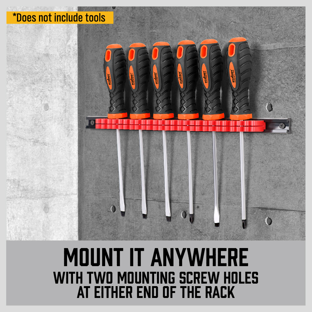 3Piece Screwdriver Holder Wall Mount Tool Organizer Rail Garage Rack