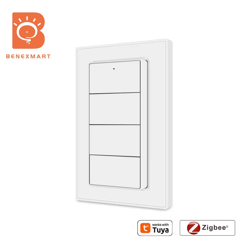 Zemismart 4 Gangs Zigbee Wireless Scene Switch Push Button Power by Battery Cust