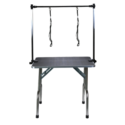 Folding Pet Grooming Table for Small Dogs - Stainless Legs & Rubber Top