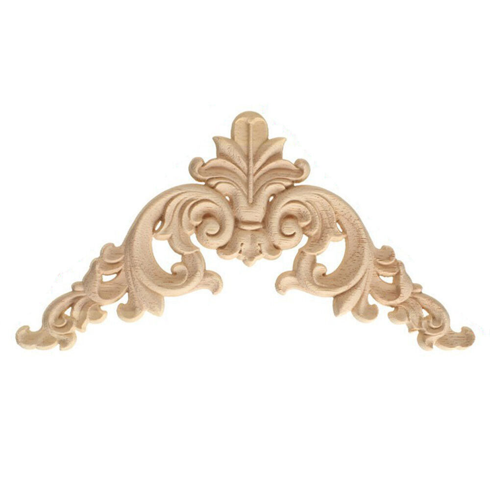 4pcs Unpainted Wooden Carved Corner Onlay Applique Furniture Moulding Decals