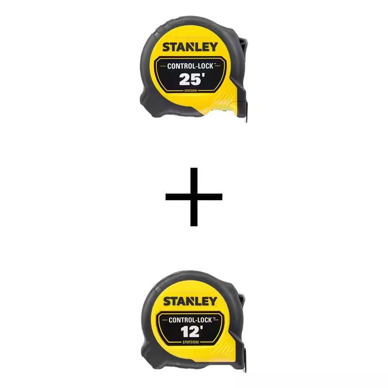 Stanley 2pk 25 Ft and 12ft Control Lock Tape Measures measure new quality