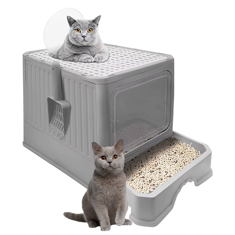 With Lid, Top Entry Kitty Litter Box Easy Clean