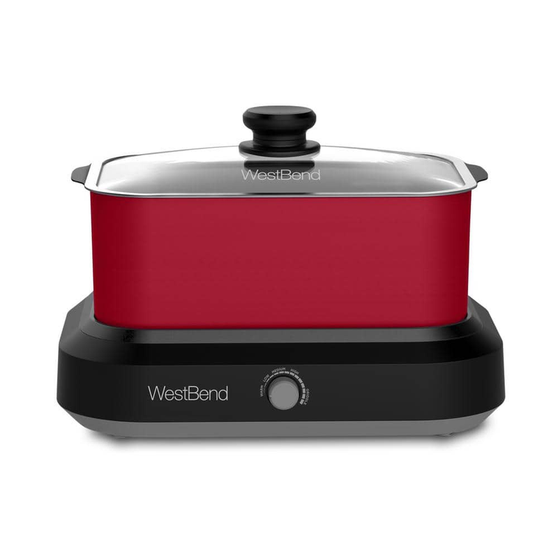 West Bend 87905R 5 Qt. Non-Stick Oblong Slow Cooker with Tot