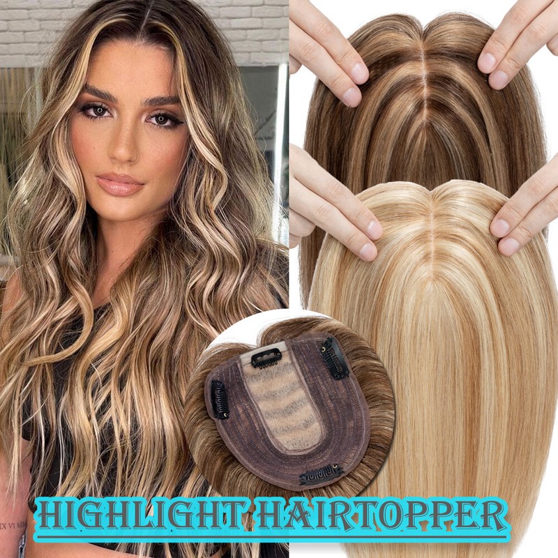 Russian Remy Clip in 100% Human Hair Piece Topper Wiglet Toupee 10*12cm Crown 8A