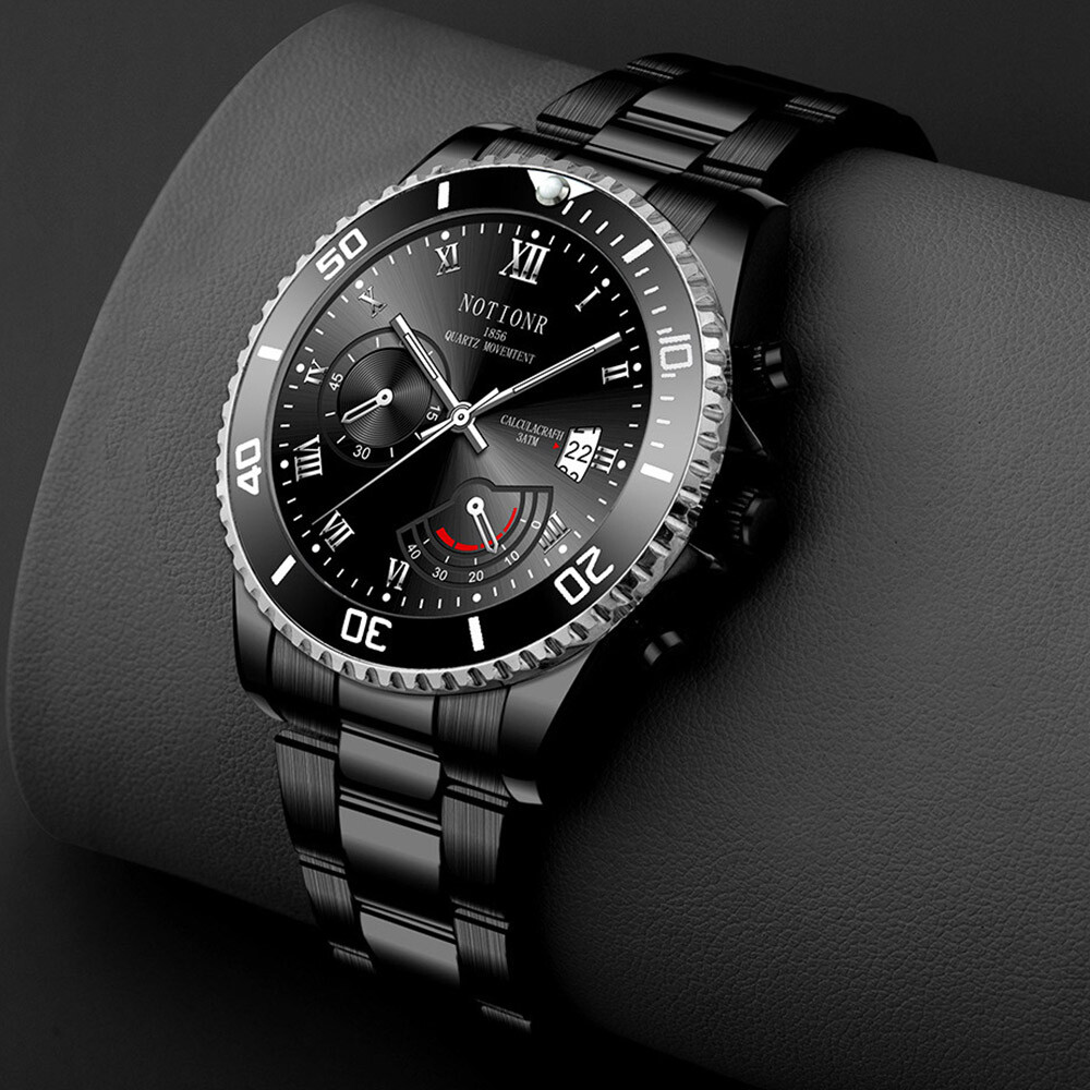 NOTIONR Classic Men Watch Stainless Steel Waterproof Date Analog