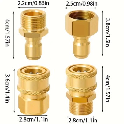 Pressure Washer Adapter Set Quick Disconnect Kit M22 Swivel to 3/8'' Connect NEW