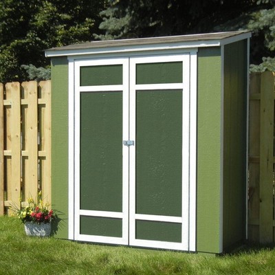 Handy Home Products 6 x 3 Wood Storage Shed Double Lockable Door Flat Roofing