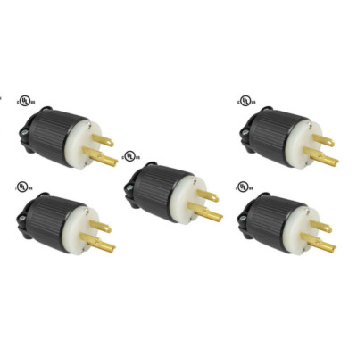 NEMA 5-15P 15A 125V Replacement Plug Heavy Duty Nylon, Pack of 5