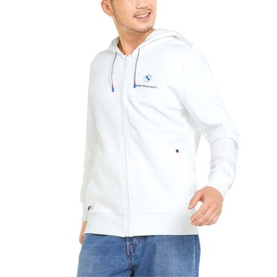 Puma Bmw Mms Full Zip Толстовка Мужская Белая Повседневная Спортивная Верхняя Одежда 53337002