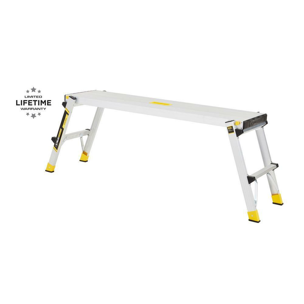 Portable Aluminum Wide Work Platform Sturdy Slim Fold 300 Lbs