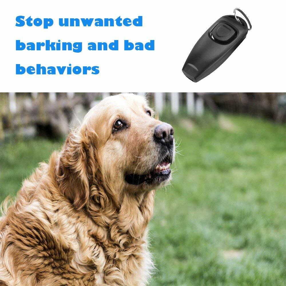 NEW Dog Puppy Cat Pet Click Clicker whistle Training Obedience 2 in 1 Black USA*