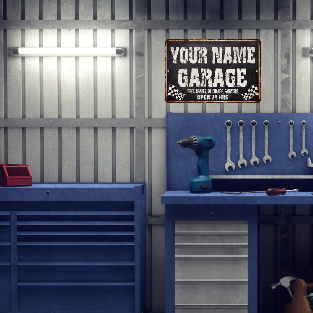 Personalized Garage Sign Custom Metal Mancave Shop Decor 108120005001