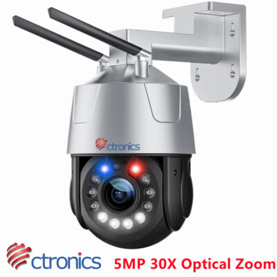 Ctronics WiFi IP Dome Cameras Outdoor, 5MP PTZ Security Camera 30X Optical Zoom