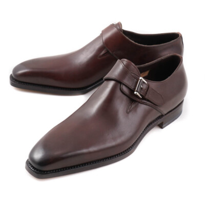 Pre-owned Santoni $1295  Goodyear-welt Brown Single-buckle Monk Strap Us 7 Shoes